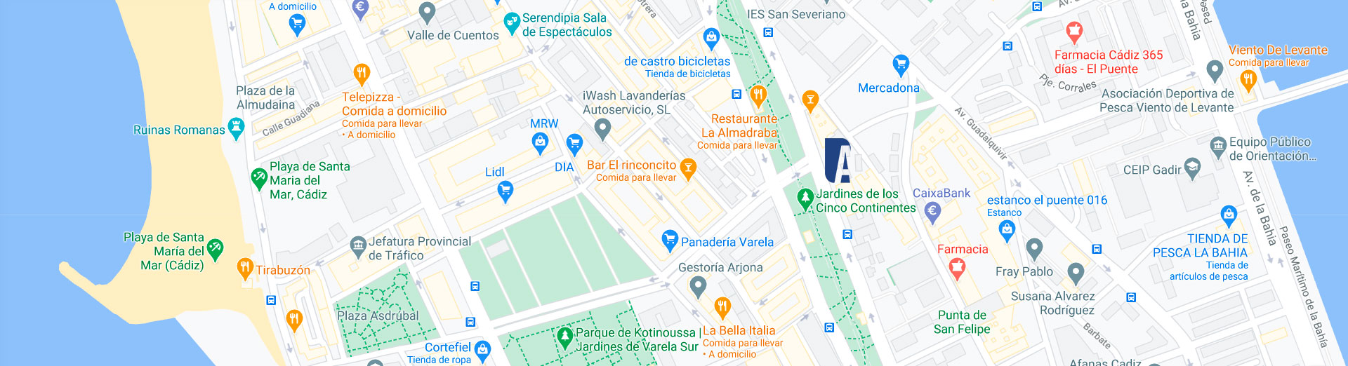 Localización de las viviendas en venta de Cádiz Capital