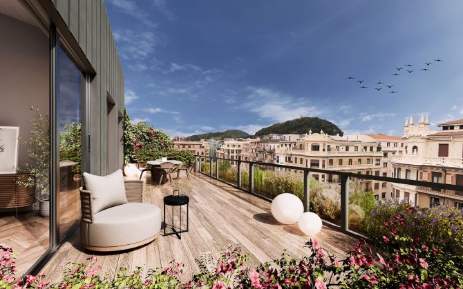 Terraza de ático en la promoción en Plaza de Cataluña (Donostia - San Sebastián)
