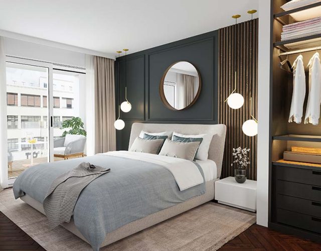 Imagen del dormitorio de los apartamentos en Plaza de La Magdalena