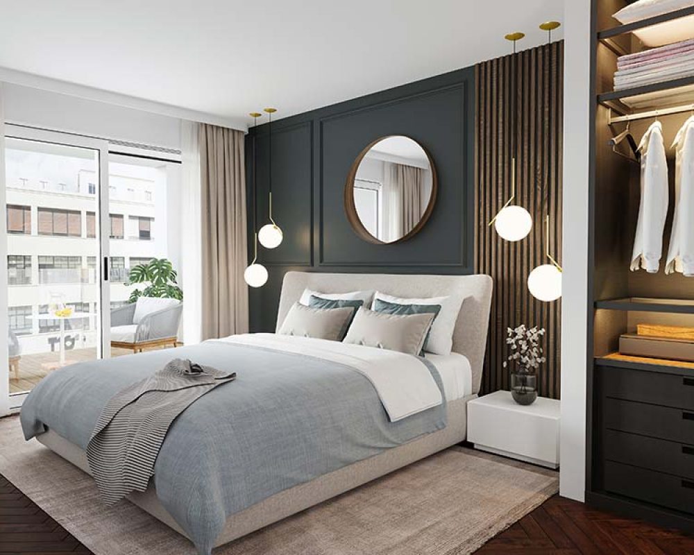 Imagen del dormitorio de los apartamentos en Plaza de La Magdalena