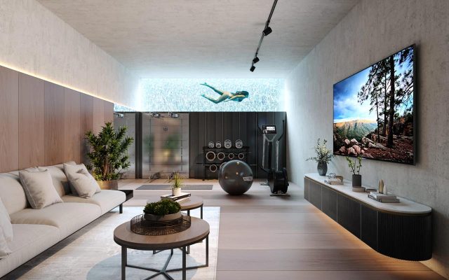 Sótano con gimnasio en las villas y chalets de Valdemarín - Obra nueva en Madrid Capital