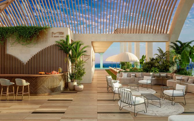 Terraza comunitaria de Torre ABU con vistas a Cádiz